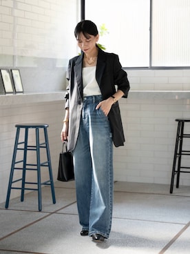 「BARNYARDSTORM（バンヤードストーム）のアイテム（デニムパンツ）」を使った、AMIさん（レディース・159cm）の夏コーディネート