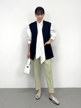 「アイテム（ローファー、シルバー系）」を使った、AMIさん（レディース・159cm）の冬コーディネート