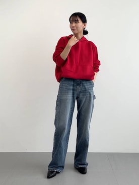 「BARNYARDSTORM（バンヤードストーム）のアイテム（デニムパンツ）」を使った、AMIさん（レディース・159cm）の冬コーディネート