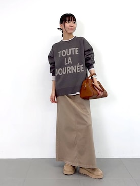 「アイテム（バングル/リストバンド）」を使った、AMIさん（レディース・159cm）の冬コーディネート