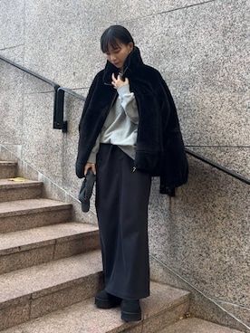 「UNIVERSAL OVERALL（ユニバーサルオーバーオール）のアイテム（ブルゾン）」を使った、AMIさん（レディース・159cm）の冬コーディネート