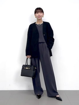 「オケージョン」｜「アイテム（ブルゾン）」を使った、AMIさん（レディース・159cm）の冬コーディネート