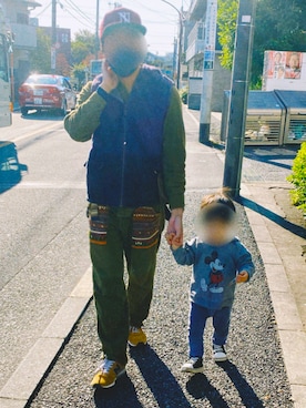 「アイテム（ベスト、パープル系）」を使った、taichimachimaさん（メンズ・168cm）の秋コーディネート