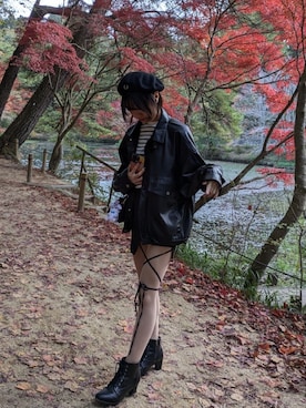 「FRED PERRY（フレッドペリー）のアイテム（ハンチング/ベレー帽）」を使った、reilayさん（レディース・165cm）の秋コーディネート