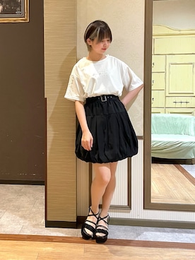 「axes femme（アクシーズファム）のアイテム（バックパック/リュック）」を使った、白あんさん（レディース・161cm）の夏コーディネート