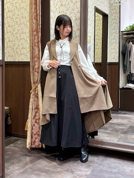 「秋服」｜「アイテム（ベスト）」を使った、白あんさん（レディース・162cm）の秋コーディネート