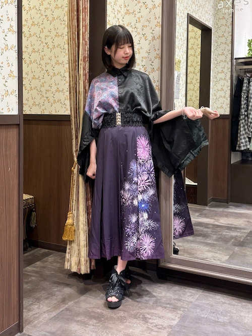 axes femme 花火柄タックスカート パープル 楽天市場】花火柄タックスカート axes femme アクシーズファム