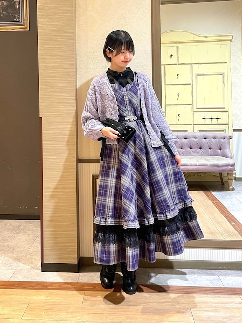 axes femme タータンチェック ジャンスカ・ベレー 2点セット ワイン axes femme タータンチェック ジャンスカ・ベレー 2点セット ワイン