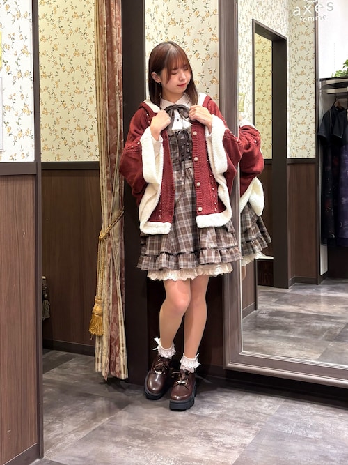 チェック柄編上ジャンスカ（ジャンパースカート）｜axes femme