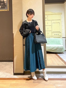 「axes femme（アクシーズファム）のアイテム（ブルゾン）」を使った、白あんさん（レディース・161cm）の秋コーディネート
