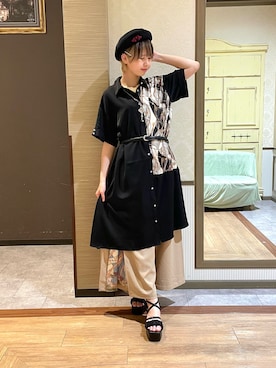 「axes femme POETIQUE（アクシーズファムポエティック）のアイテム（帽子）」を使った、白あんさん（レディース・161cm）の夏コーディネート