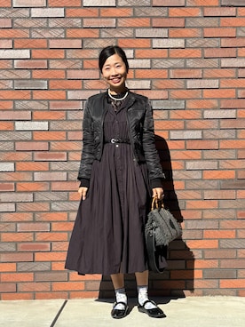 「アイテム（ライダースジャケット）」を使った、MoonAesilさん（レディース・165cm）の秋コーディネート