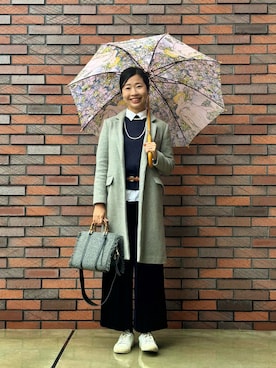 「アイテム（チェスターコート）」を使った、MoonAesilさん（レディース・165cm・30代）の秋コーディネート