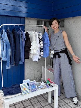 「SHEINのアイテム（タンクトップ、ブラック系）」を使った、MoonAesilさん（レディース・165cm）の春コーディネート