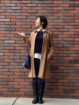 「LONGCHAMP（ロンシャン）のアイテム」を使った、MoonAesilさん（レディース・165cm）の冬コーディネート