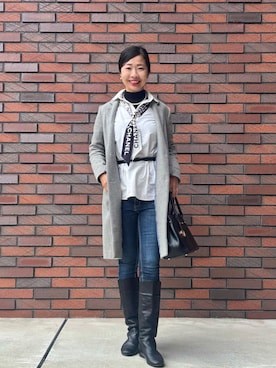 「アイテム（ボストンバッグ）」を使った、MoonAesilさん（レディース・165cm・30代）の秋コーディネート