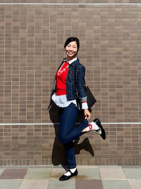 「アイテム（ボストンバッグ）」を使った、MoonAesilさん（レディース・165cm）の秋コーディネート