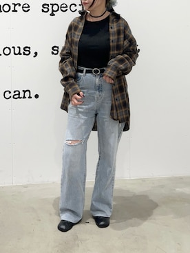 「アイテム（シュシュ）」を使った、ITSUMIさん（レディース・153cm）の秋コーディネート