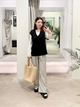 「Vネック」｜ITSUMIさん（レディース・153cm）の春コーディネート