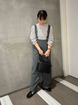 「アイテム（サロペット/オーバーオール、グレー系）」を使った、YOKO  HONDAさん（レディース・152cm）の夏コーディネート