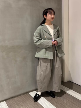 「ウェーブ×イエベ秋」｜「アイテム（その他アウター）」を使った、YOKO  HONDAさん（レディース・152cm）の冬コーディネート