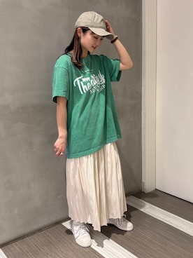 「初夏のお出掛けコーデ」｜「アイテム（帽子）」を使った、YOKO  HONDAさん（レディース・152cm）の春コーディネート