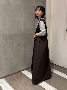 「FORK&SPOON（フォークアンドスプーン）のFORK&SPOON　テントラインUネックワンピース（ジャンパースカート）」を使った、YOKO  HONDAさん（レディース・152cm）の夏コーディネート