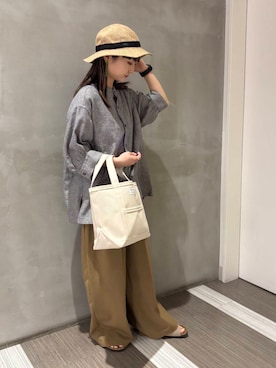 「20代後半」｜「アイテム（帽子）」を使った、YOKO  HONDAさん（レディース・152cm）の春コーディネート