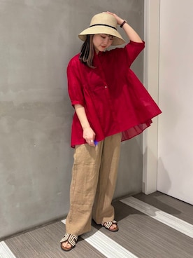 「20代後半」｜「アイテム（帽子）」を使った、YOKO  HONDAさん（レディース・152cm）の春コーディネート