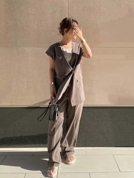 「パイソン柄」｜「アイテム（セットアップ）」を使った、Tsugumiさん（レディース・156cm）の夏コーディネート