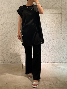 「DouDou（ドゥドゥ）のアイテム（セットアップ）」を使った、Tsugumiさん（レディース・156cm）の夏コーディネート