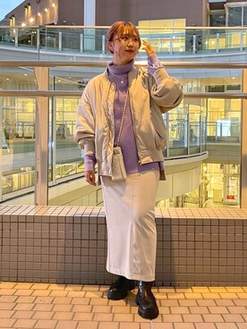 「秋冬」｜「アイテム（MA-1）」を使った、Tsugumiさん（レディース・156cm）の秋コーディネート