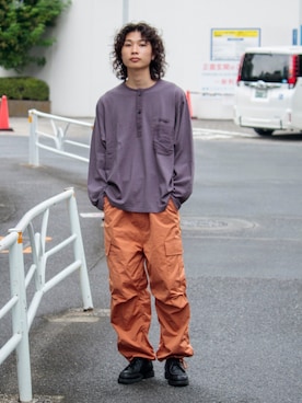 「アイテム（カーゴパンツ、イエロー系）」を使った、SHIMADAさん（メンズ・178cm）の秋コーディネート