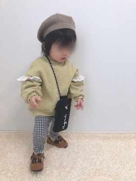 「アイテム（モカシン/デッキシューズ）」を使った、kanchaaさん（キッズ・80cm）の冬コーディネート