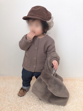 「アイテム（モカシン/デッキシューズ）」を使った、kanchaaさん（キッズ・80cm）の秋コーディネート