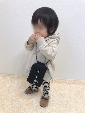 「アイテム（モカシン/デッキシューズ）」を使った、kanchaaさん（キッズ・80cm）の秋コーディネート