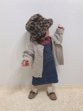 「BREEZE（ブリーズ）のアイテム（ジャンパースカート）」を使った、kanchaaさん（キッズ・80cm）の冬コーディネート