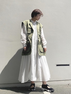 「SENSE OF PLACE by URBAN RESEARCH（センスオブプレイスバイアーバンリサーチ）のアイテム（シャツワンピース）」を使った、omameさん（レディース・158cm）の春コーディネート