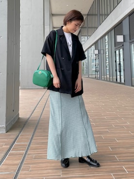「HEYUMM」｜「アイテム（その他アウター）」を使った、omameさん（レディース・158cm）の春コーディネート