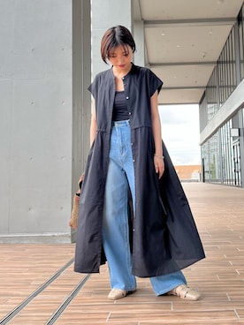 「スクエアトゥ」｜「アイテム（シャツワンピース）」を使った、omameさん（レディース・158cm）の夏コーディネート