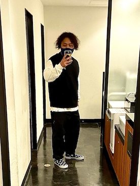 「ニットベスト」｜「アイテム（スリッポン）」を使った、genagenaさん（メンズ・175cm）の秋コーディネート