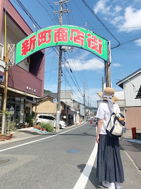 「ホワイトスニーカー」｜「アイテム（帽子）」を使った、hakonailmoeさん（レディース・155cm）の夏コーディネート