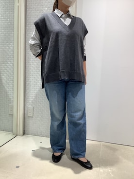 「アイテム（ビジネスシャツ、グレー系）」を使った、BRICK HOUSE by Tokyo Shirts 伊丹イオンモール店さん（レディース・153cm）の秋コーディネート