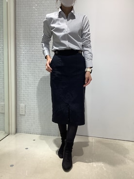 「アイテム（ビジネスシャツ）」を使った、BRICK HOUSE by Tokyo Shirts 伊丹イオンモール店さん（レディース・153cm）の冬コーディネート