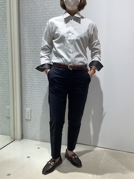 「アイテム（ビジネスシャツ）」を使った、BRICK HOUSE by Tokyo Shirts 伊丹イオンモール店さん（レディース・153cm）の秋コーディネート