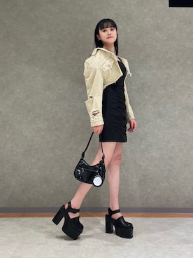 「ギャザー」｜「アイテム（ジャケット/アウター）」を使った、山崎愛実さん（レディース・164cm）の春コーディネート