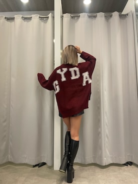 「GYDA（ジェイダ）のフェイクレザー スカートライクショートパンツ（スカート）」を使った、katsusaさん（レディース・161cm）の秋コーディネート