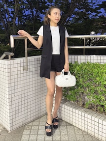 ジェイダ　ベルト付きハイウエストショートパンツ GYDA パンツ ベルト付きハイウエストショートパンツ「SETUP着用