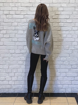 「GYDA（ジェイダ）のBUNNYSTERSカラーニットトップス（ニット/セーター）」を使った、katsusaさん（レディース・161cm）の冬コーディネート