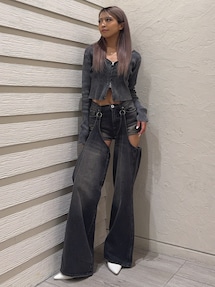 ハイウエストレイヤードデザイン2WAYデニムパンツ｜ジェイダ（GYDA